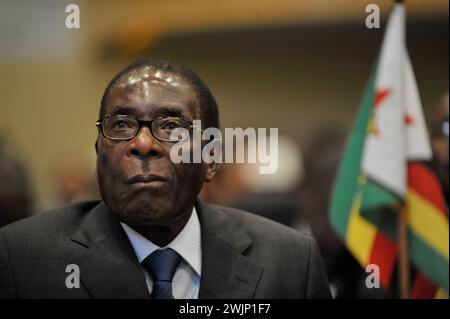 2 febbraio 2009 . Addis Abeba, Etiopia. Robert Mugabe, presidente dello Zimbabwe, partecipa al dodicesimo Vertice dell'Unione Africana. Foto Stock