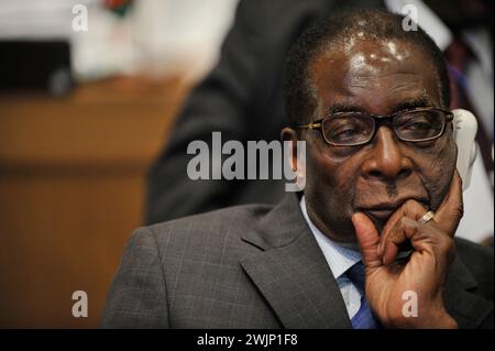 2 febbraio 2009 . Addis Abeba, Etiopia. Robert Mugabe, presidente dello Zimbabwe, partecipa al dodicesimo Vertice dell'Unione Africana. Foto Stock