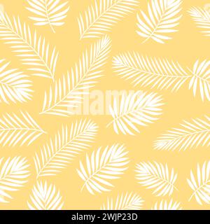 La palma bianca tropicale lascia un motivo senza cuciture. Sfondo floreale. Illustrazione vettoriale Illustrazione Vettoriale