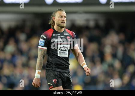 Chris Hankinson dei Salford Red Devils durante la partita di Betfred Super League Round 1 Leeds Rhinos vs Salford Red Devils all'Headingley Stadium di Leeds, Regno Unito, 16 febbraio 2024 (foto di Craig Cresswell/News Images) in, il 16/2/2024. (Foto di Craig Cresswell/News Images/Sipa USA) credito: SIPA USA/Alamy Live News Foto Stock