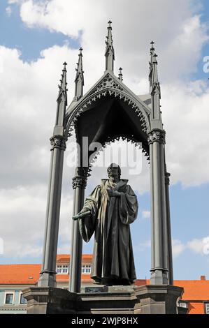 Monumento al Melantone, Piazza del mercato, città Lutera Wittenberg, Sassonia-Anhalt, Germania Foto Stock