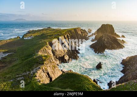 Scheildren, il paesaggio più iconico e fotografato a Malin Head, il punto più settentrionale dell'Irlanda, Wild Atlantic Way, spettacolare percorso costiero. Meraviglie Foto Stock