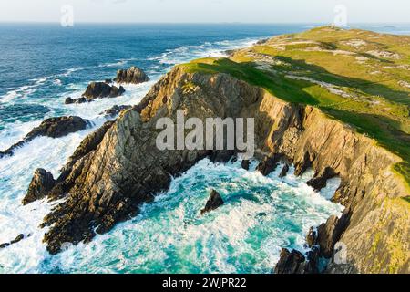 Scheildren, il paesaggio più iconico e fotografato a Malin Head, il punto più settentrionale dell'Irlanda, Wild Atlantic Way, spettacolare percorso costiero. Meraviglie Foto Stock