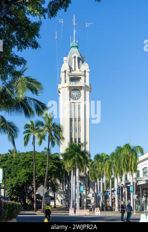 Aloha Tower, Aloha Tower Marketplace, Honolulu, Oahu, Hawaii, Stati Uniti d'America Foto Stock