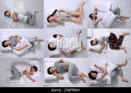 Persone che soffrono di insonnia, serie di foto. Disturbo del sonno Foto Stock