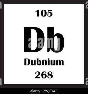 Disegno dell'illustrazione vettoriale dell'icona dell'elemento chimico Dubnium Illustrazione Vettoriale