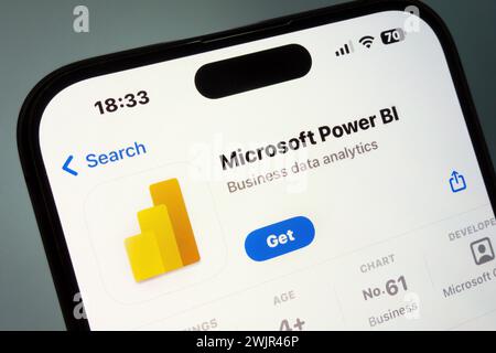 Nanning, Cina - 11 febbraio 2024. App Microsoft Power BI. Microsoft Power BI è un prodotto software interattivo per la visualizzazione dei dati sviluppato da Microsoft Foto Stock