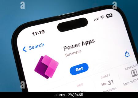 Nanning, Cina - 15 febbraio 2024. Microsoft Power Apps. Power Apps è un servizio per la creazione e l'utilizzo di app aziendali personalizzate. Foto Stock