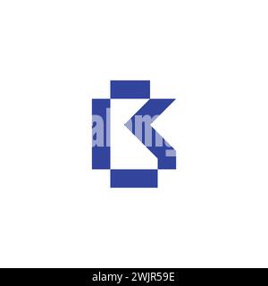 pixel letter bk linea semplice vettore geometrico del logo Illustrazione Vettoriale