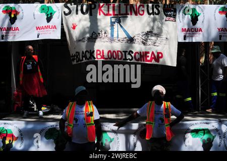 MACUA (Mining Affected Communities United in Action) protesta a Pretoria contro il Mineral Resources and Petroleum Act Foto Stock