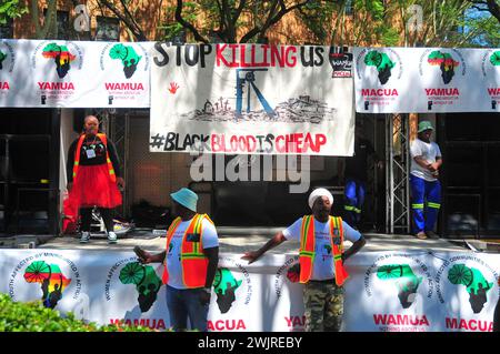 MACUA (Mining Affected Communities United in Action) protesta a Pretoria contro il Mineral Resources and Petroleum Act Foto Stock