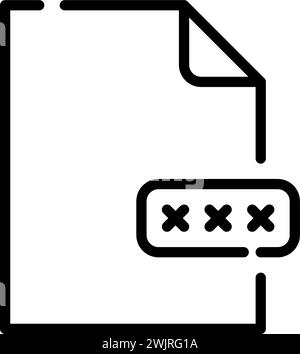 Dati protetti da password. File e finestra di dialogo. Icona Pixel Perfect Illustrazione Vettoriale
