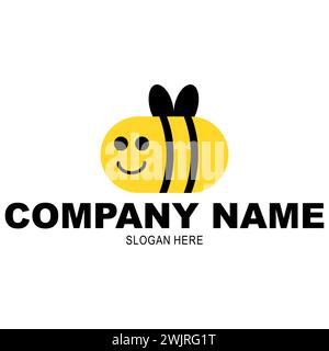 Ape e miele. Modello logo Bee. bumblebee vettoriale. Illustrazione Vettoriale