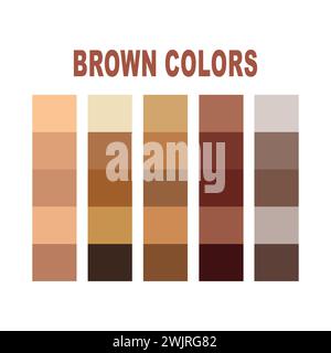 Tavolozza guida colore marrone. Il catalogo assaggia crema e marrone. Tavolozza dei colori metallo Vector, tavolozza dei colori legno. Illustrazione Vettoriale