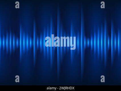 Lo sfondo della tecnologia delle onde sonore, le linee sono disposte come onde sonore che si diffondono. Concetto di conversione dell'energia vibrazionale in onde sonore. Illustrazione Vettoriale