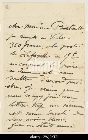 Dalou, Aimé-Jules (1838-12-31-1902-04-15), firma una lettera autografa dello scultore Aimé-Jules Dalou al suo Mouleur Amédée Bertault, s. d. (titolo fittizio). Inchiostro su carta. Petit Palais, Museo di Belle Arti della città di Parigi. Foto Stock