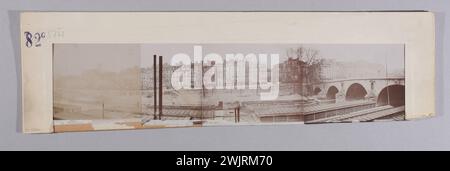 Anonimo, panorama del Quai de l'Hotel de Ville, Pont Marie, 4° arrondissement, Parigi. (Titolo fittizio). Estrazione di carta per albumina. Museo Carnavalet, storia di Parigi. Foto Stock