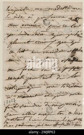 Juliette Drouet a Victor Hugo; 30 marzo giovedì mezzogiorno 1848; casa Victor Hugo - lettera autografa di Parigi Foto Stock