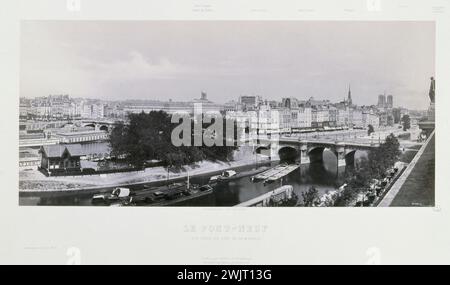 Le Pont Neuf, vista sul Quai de la Monnaie, circa 1860 '. Fotografia di Vincent Frédéric de Martens (1806-1885). Parigi, Museo Carnavalet. 24926-1 Arrondissement i, Cattedrale, Ier 1st 1, Ile de la Cité, Notre-Dame, Peniche, Pont Neuf, Pont-Neuf, Quai de la Monnaie, Senna Foto Stock