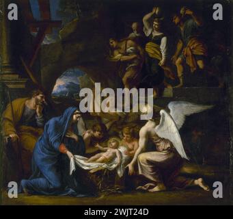 Charles Poerson (1653-1725). "La Natività". Olio su tela. Parigi, museo Carnavalet. 54321-1 Angelo, Bibbia, cattolico, cristiano Chretiano, Cristo, decorazione, Chiesa, schizzo, figlio Dio, nascita, nitro, Nativitis, nuovo Testamento, carattere biblico, genitore, Santa, scena biblica, Santa, Vergine, olio su tela Foto Stock