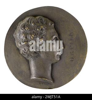 David d'Angers (1788-1856). Ritratto di Mathieu Orfila (1787-1853), medico e chimico. Bronzo. Calotta di sabbia. 1826 Parigi, museo Carnavalet. 60828-12 Bronze, chimico spagnolo, sabbia, francese, medaglia, medaglia, dottore, profilo, ritratto Foto Stock
