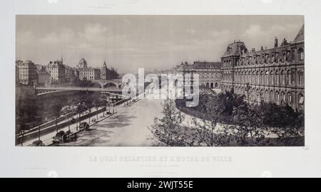 Vincent Fréderic de Martens (1806-1885). "Il Quai Pelletier e il Municipio, visti dallo sciopero del Quai de la Strike". Fotografia. Parigi, museo Carnavalet. 24926-14 Arrondissement IV, de la Greve, Hotel de Ville de Paris, 4° 4° 4°, municipio, quai pelletier, ponte Foto Stock