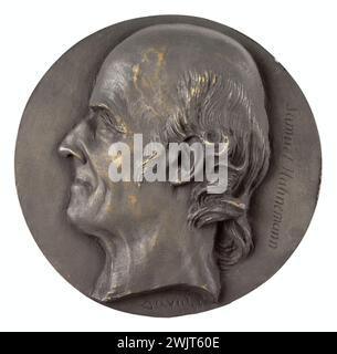 David d'Angers (1788-1856). Ritratto di Samuel Hahnemann (1755-1843), medico tedesco. Bronzo, ghisa sabbiosa. 1835 Parigi, museo Carnavalet. 58288-8 Bronzo, ghisa di sabbia, medico tedesco, profilo, ritratto Foto Stock