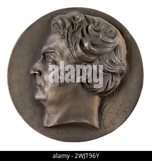 David d'Angers (1788-1856). Ritratto di Francesco Joseph-Victor Broussais (1772-1838), medico francese. Bronzo, ghisa sabbiosa. Diciannovesimo secolo. Parigi, museo Carnavalet. 58288-6 Bronzo, ghisa di sabbia, medico francese, profilo, ritratto Foto Stock