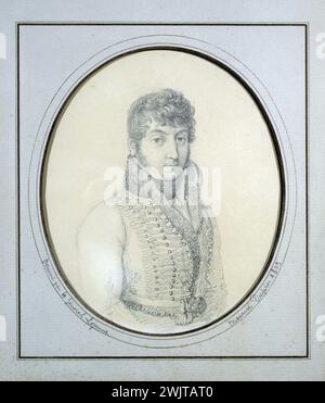 Lejeune (generale). Maurice Dupin (1778-1808), padre di George Sand, come tenente degli ussari. Guida la mia, 1803. Parigi, Museo della vita romantica. 35784-20 donna di lettere, ussari, tenente, medaglione, soldato, guida il mio, agente, padre, ritratto Foto Stock