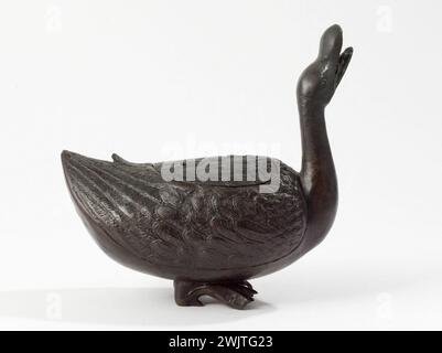 Anatra. Bronzo. Giappone. Parigi, museo Cernuschi. Animale, arte giapponese, bronzo, anatra, animale Foto Stock