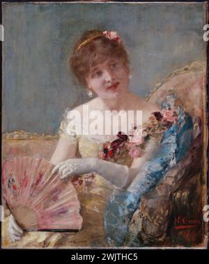 Henri Gervex (1852-1929). "Donna con un fan", 1879. Olio su tela. Parigi, museo Carnavalet. 35735-20 Eventail, donna, guanto, modalità femminile, ritratto, sera, olio su tela Foto Stock