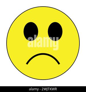 Emoji triste. Infelice faccia gialla. Emozioni tristi. Illustrazione Vettoriale