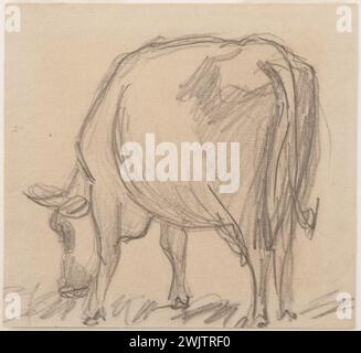 Alfred Sisley (1839-1899). "Mucca". Matita nera su carta, XIX secolo. Museo delle Belle Arti della città di Parigi, Petit Palais. Pascolo, matita nera su carta, mucca, animale Foto Stock