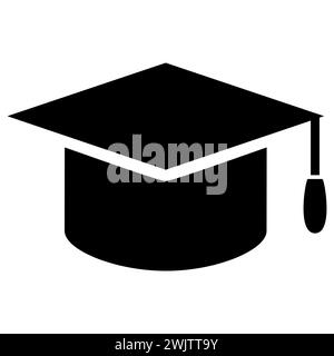 Vettore dell'icona del cappuccio di graduazione. Cappellino studenti, vettore icona istruzione. Tappo graduato. Illustrazione Vettoriale