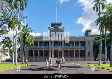 Palazzo Iolani del XIX secolo, King Street, Honolulu, Oahu, Hawaii, Stati Uniti d'America Foto Stock