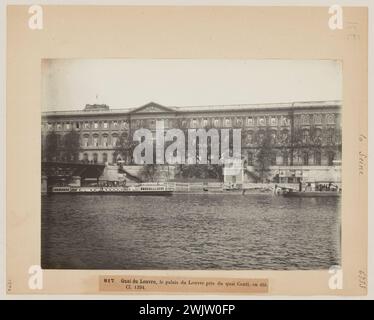 Blancard, Hippolyte (1843 - D.1924), il Palais du Louvre e il Quai du Louvre visti dal Quai conti, i arrondissement, Parigi (titolo fittizio), 1890. Estrazione Platinum. Museo Carnavalet, storia di Parigi. Foto Stock