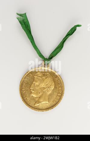 Museo Carnavalet, collezione di medaglie Louis-Napoléon Bonaparte a destra a sinistra; Aigle reverse. Foto Stock