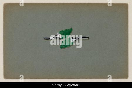 Anonimo, bracciali smeraldo incisi (titolo principale), 1925. Gouache e gomma araba su carta grigia A. Petit Palais, Museo di Belle Arti della città di Parigi. Foto Stock