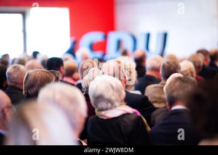 17.02.2024 - Nordrhein-Westfalens Innenminister gastiert beim Neujahrsempfang des CDU-Kreisverbandes Herford. Im Bild ein Schriftzug der Christlich Demokratischen Union. , *** 17 02 2024 Renania settentrionale-Westfalias Ministro degli interni partecipa al Capodanno dell'associazione distrettuale CDU di Herford l'immagine mostra un segno dell'Unione Cristiano-Democratica, Foto Stock