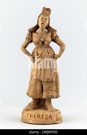 Charles Kotra (1859-1942?). Emma Thérèse Valadon ', o Valladon cosiddetta Thérésa (1837-1913), cantante di Cabaret. Cantare "Nanny on Places". Terre-Cuite. Parigi, museo Carnavalet. 74058-6 cantante francese, derisione, modellazione, caricamento verticale, scultore, terracotta, 19 19 19 19 19 19 19 19 xix secolo, caricatura Foto Stock