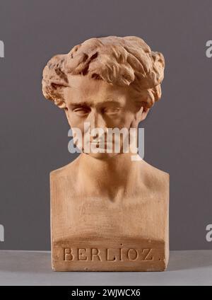 Jean-Pierre Dantan (1800-1869), ha detto Dantan il giovane. Busto Hermès del compositore Louis-Hector Berlioz (1803-1869). Intonaco patinato, terracotta, 1838. Parigi, museo Carnavalet. Busto, compositore, francese, hermes, patina patina, terracotta Foto Stock