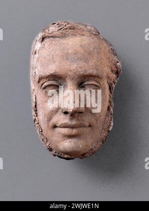 Jean-Pierre Dantan (1800-1869), ha detto Dantan il giovane. Maschera del chirurgo, Félix-Hippolyte barone Larrey (1808-1895). Terracotta e intonaco. Parigi, museo Carnavalet. Americano, barone, chirurgo, maschera, gesso, terracotta Foto Stock