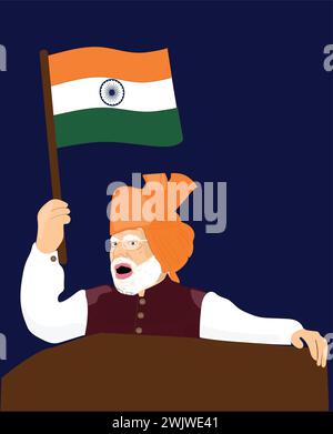 Narendra modi Vector (primo Ministro dell'India) Illustrazione Vettoriale