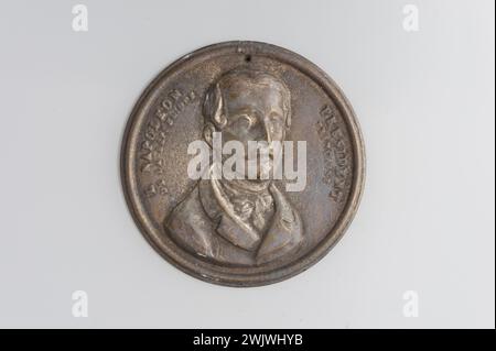 Museo Carnavalet, collezione di medaglie legge del busto di Louis-Napoléon Bonaparte dal davanti. Foto Stock