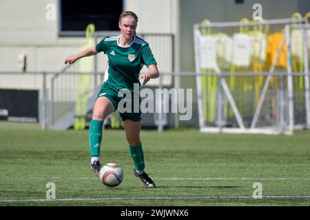 Newtown, Galles. 30 maggio 2023. Ania Denham della FAW Girls Academy North Under 16 in azione durante l'amichevole tra FAW Girls Academy North Under 16 e FAW Girls Academy South Under 16 al Latham Park di Newtown, Galles, Regno Unito il 30 maggio 2023. Crediti: Duncan Thomas/Majestic Media. Foto Stock