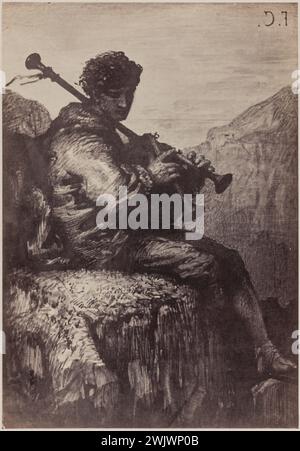 Figura di Francesco Nicolas (1825-1901). "Aveva un Bug-Pipe". Carta all'albumina. 1868 Parigi, casa di Victor Hugo. Foto Stock