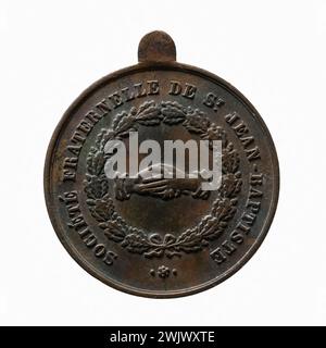 Società fraterna di Saint Jean-Baptiste. Rame. Parigi, museo Carnavalet. Numismatica Foto Stock