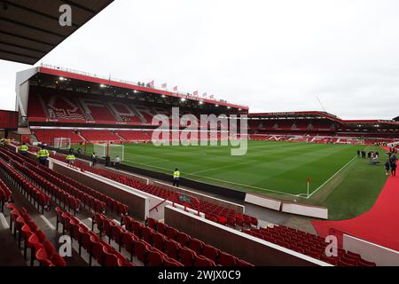 Nottingham, Regno Unito. 17 febbraio 2024. Nottingham, Nottinghamshire, 17 febbraio 2024: Vista generale del City Ground durante la partita di calcio di Premier League tra Nottingham Forest e West Ham United al City Ground di Nottingham, Inghilterra. (James Whitehead/SPP) credito: SPP Sport Press Photo. /Alamy Live News Foto Stock