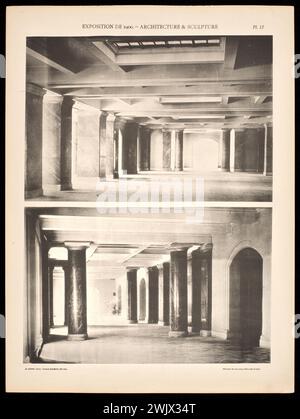 Armand Guérinet. Esposizione universale del 1900. Il Palais des Beaux-Arts Architettura e scultura. Signor Girault, architetto. Signor M. Deglane, Louvet, Thomas Architects. Fotografia. 1900. Museo di Belle Arti della città di Parigi, Petit Palais. 79925-6 colonna, esposizione universale del 1900, interni, palazzo di belle arti, sala, volta Foto Stock