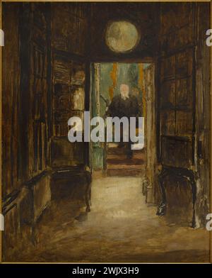 Georges Hugo (1868-1925). Victor Hugo a Guernsey. Olio su tela. Parigi, casa di Victor Hugo. Biblioteca, scrittore francese, scala, esilio, casa di Hauteville, attenzione, silhouette, 19° 19° 19° 19° 19° 19° 19° 19° xix secolo, olio su tela, casa Foto Stock